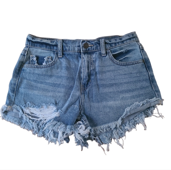 Cello Distressed Frayed Hem Denim Shorts Size S - Picture 1 of 13
